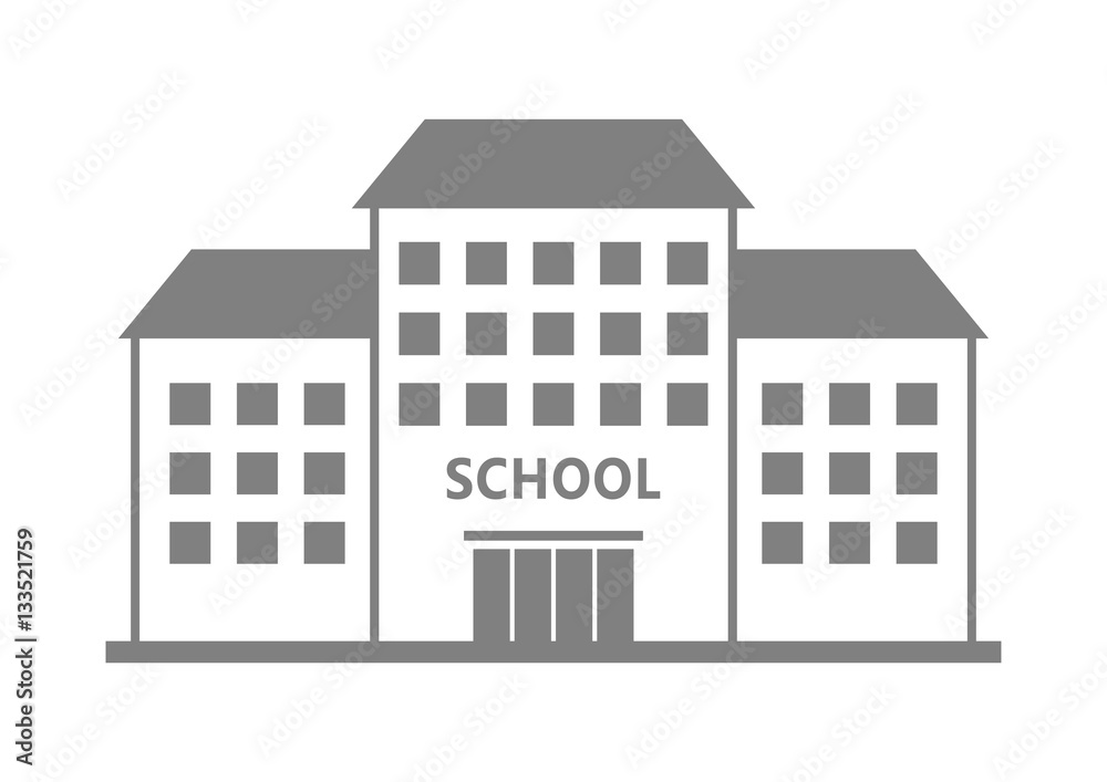 School vector icon on white background, isolated building
