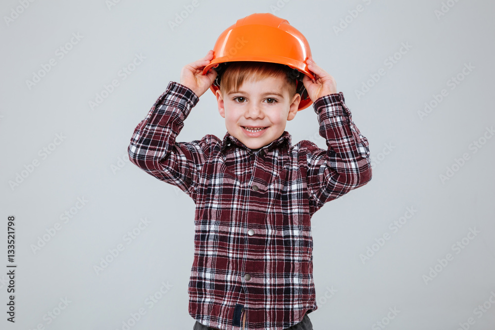 Happy Young boy in helmet