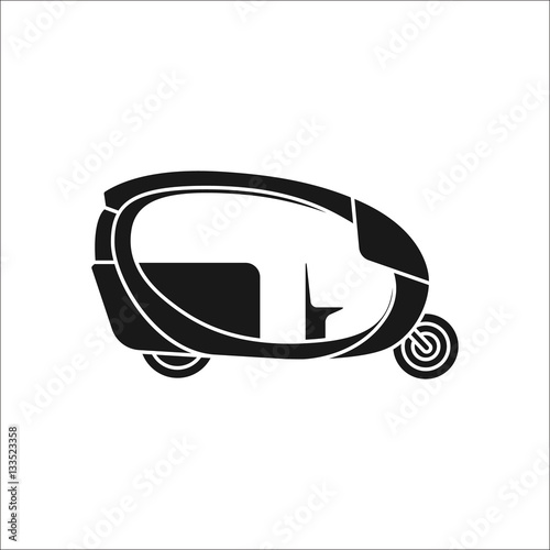 Modern auto rickshaw symbol silhouette icon on background