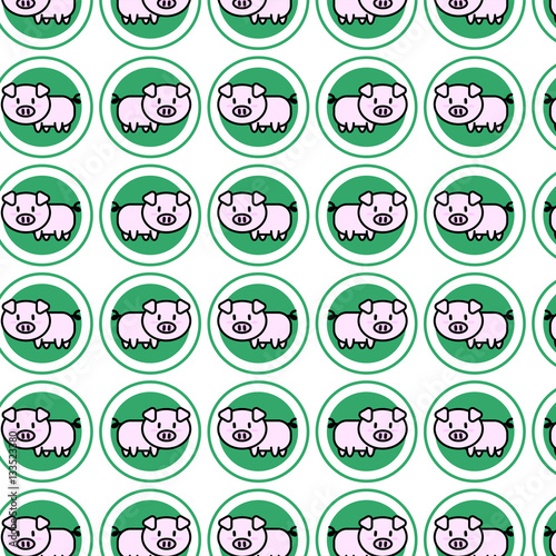 Cute fat pig cartoon icon for chinese zodiac vector pattern