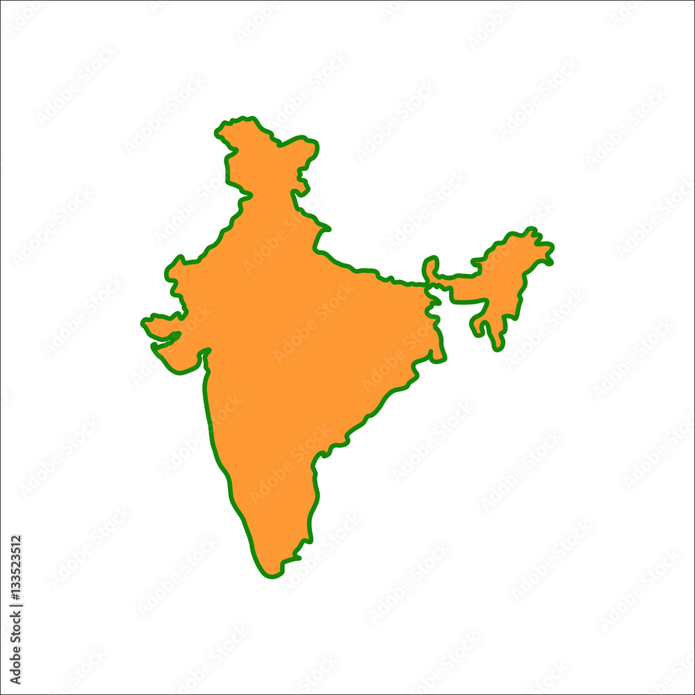 India country map symbol flat icon on background