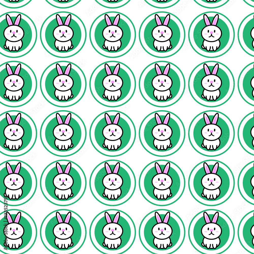 Cute rabbit cartoon icon for chinese zodiac vector pattern