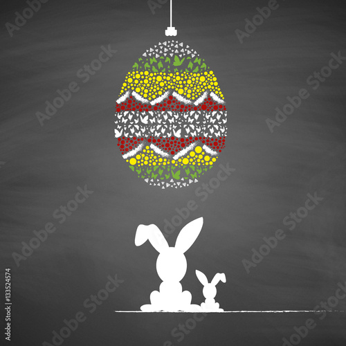 Ostermotiv auf Schiefertafel