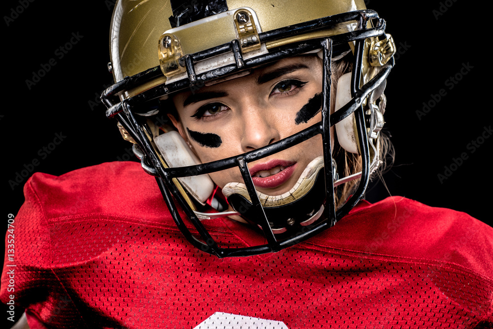 American football player in helmet American football player in helmet