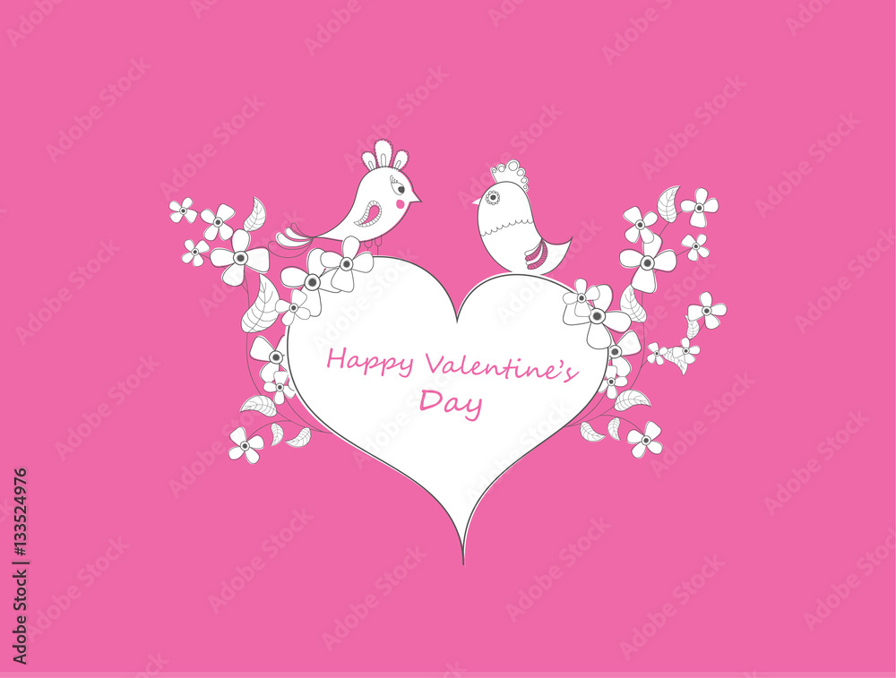 Hand Drawn Romantic Vector Design, Valentines Day Greetings Card. Hand Drawn Romantic Vector Design, Valentines Day Greetings Card.