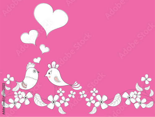 Hand Drawn Romantic Vector Design, Valentines Day Greetings Card.