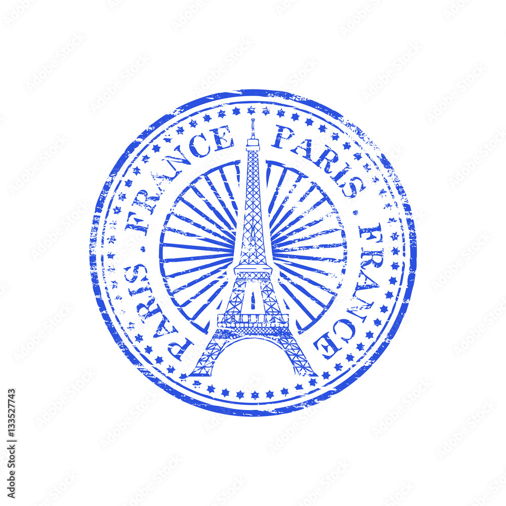 Fototapeta premium Paris France Rubber Stamp