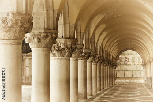 Classic column in Venice, Italy photo