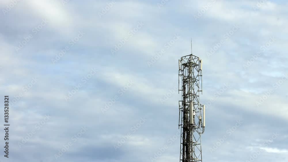 Time-Lapse: Radio Telecommunication Tower with Clouds Motion on Background Time-Lapse: Radio Telecommunication Tower with Clouds Motion on Background