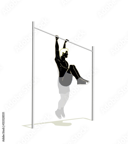 black man sihluette on cross bar vector isolation.