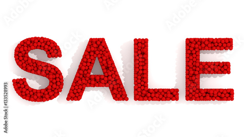 SALE Sign Red Balls On Desk 3D Rendering
