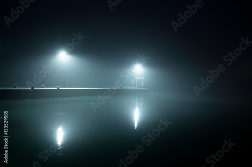 Фотография Port at night foggy weather