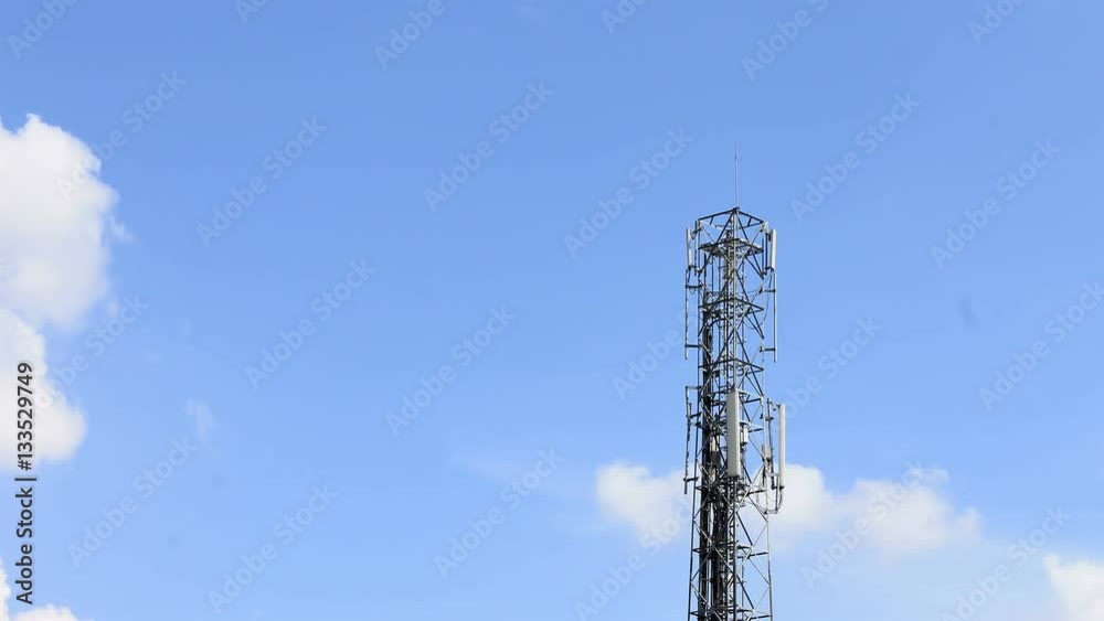 Time-Lapse: Radio Telecommunication Tower with Clouds Motion on Background Time-Lapse: Radio Telecommunication Tower with Clouds Motion on Background
