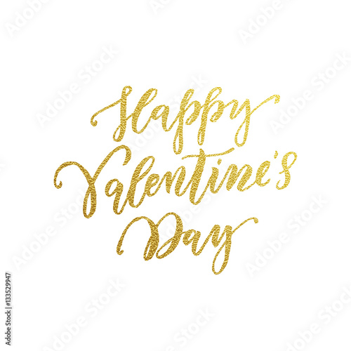 Happy Valentine day gold text lettering greeting