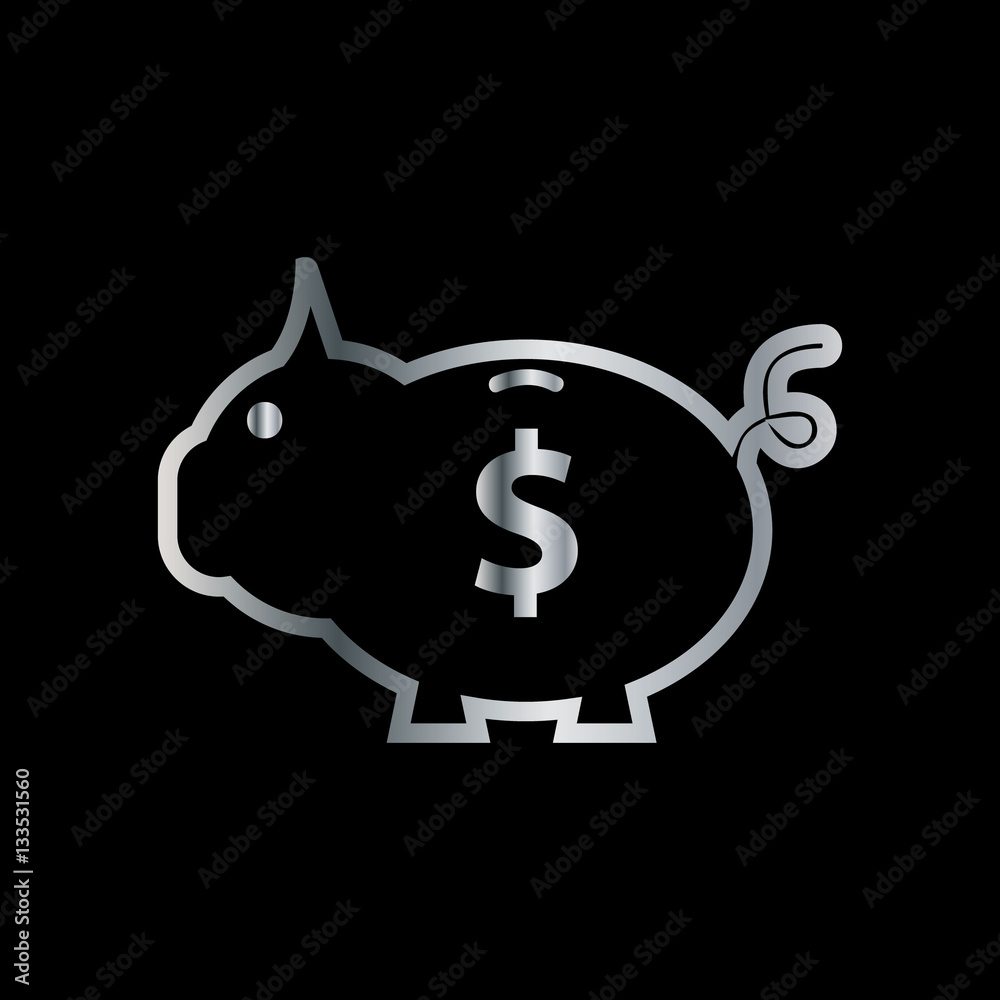 Pig Sketch with Dollar as Moneybox Icon Logo Design Pig Sketch with Dollar as Moneybox Icon Logo Design