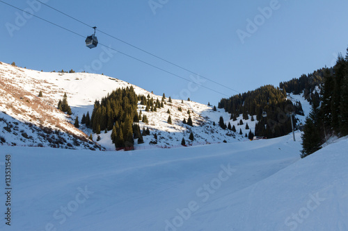 ski trail on the shady side