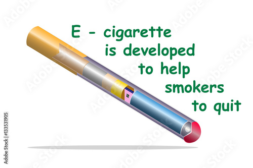 Electronic cigarette vector illustration.  Electron cigarette help smokers to quit. Useful info graphics for the getting popular electronic cigarette, assembling and using guide.