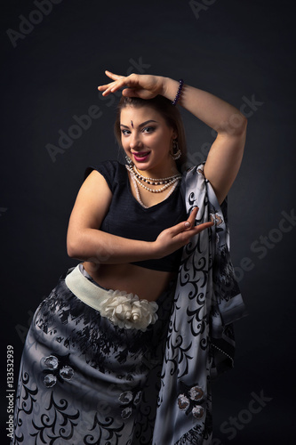 Dancing woman in the national Indian costume
