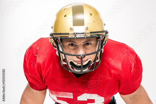 American football player in helmet