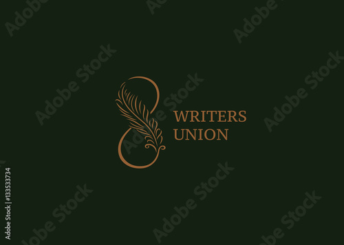 Linear creative logo, infinity sign and Feather