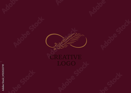 Linear creative logo, infinity sign and Feather