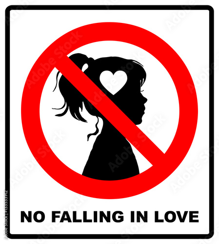 No falling in love label. Vector illustration.
