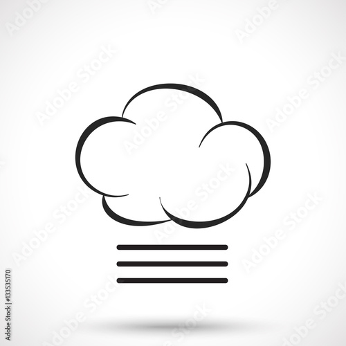 Weather icon. Cloud with fog isolated on white background. Fog symbol. Cloud symbol.