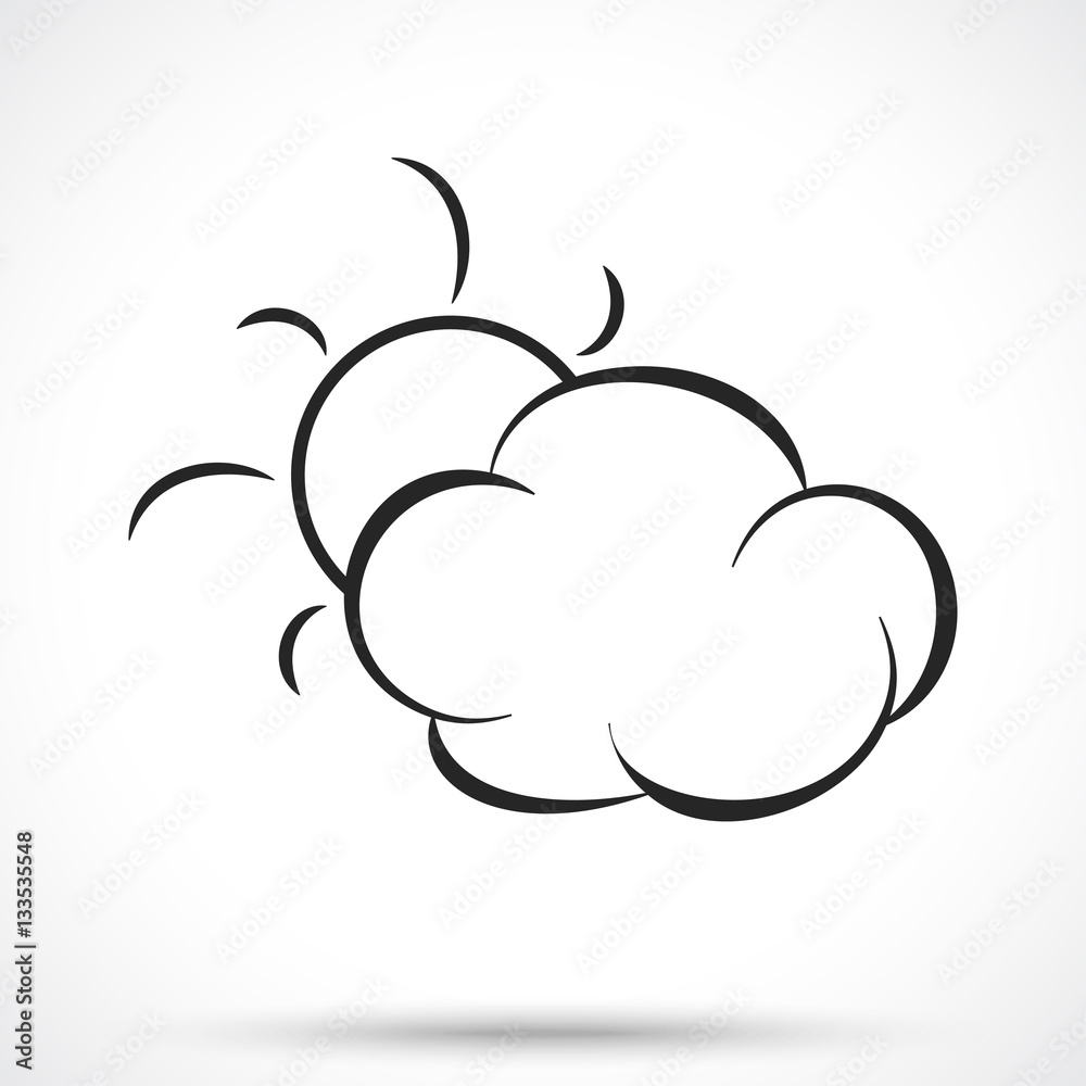 Weather icon. Cloud with sun isolated on white background. Sun symbol. Cloud symbol. Weather icon. Cloud with sun isolated on white background. Sun symbol. Cloud symbol.