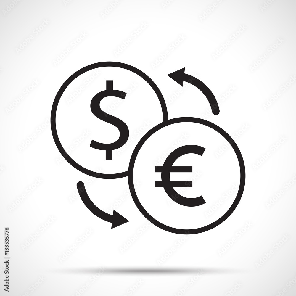 Exchange money icon isolated on white background. Line art style. Exchange money icon isolated on white background. Line art style.