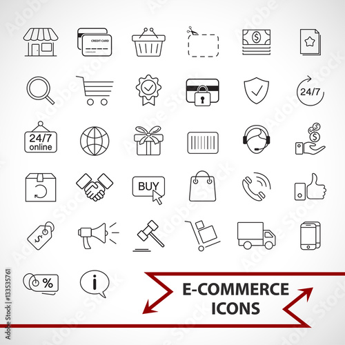 E-commerce, shopping icons set