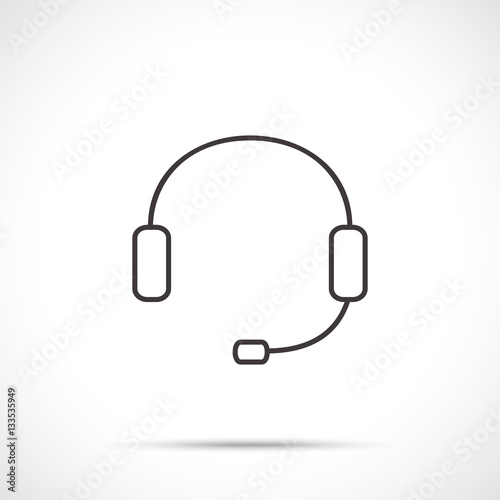 Online help icon. Online support icon. Headphone with microphone isolated on white background