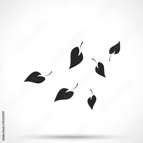 Falling leafs isolated on white background. Leaf symbol. Autumn symbol.