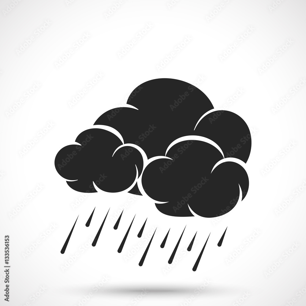 Weather icon. Cloud with rain drops isolated on white background. Cloud symbol. Rain symbol. Weather icon. Cloud with rain drops isolated on white background. Cloud symbol. Rain symbol.