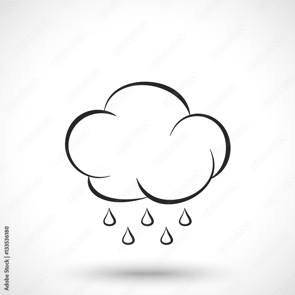Weather icon. Cloud with rain drops isolated on white background. Cloud symbol. Rain symbol. Weather icon. Cloud with rain drops isolated on white background. Cloud symbol. Rain symbol.