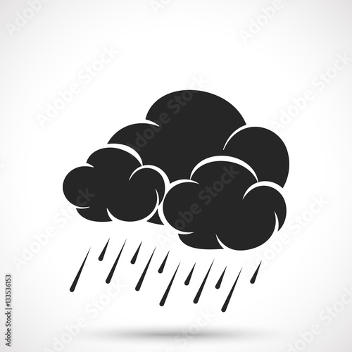 Weather icon. Cloud with rain drops isolated on white background. Cloud symbol. Rain symbol.