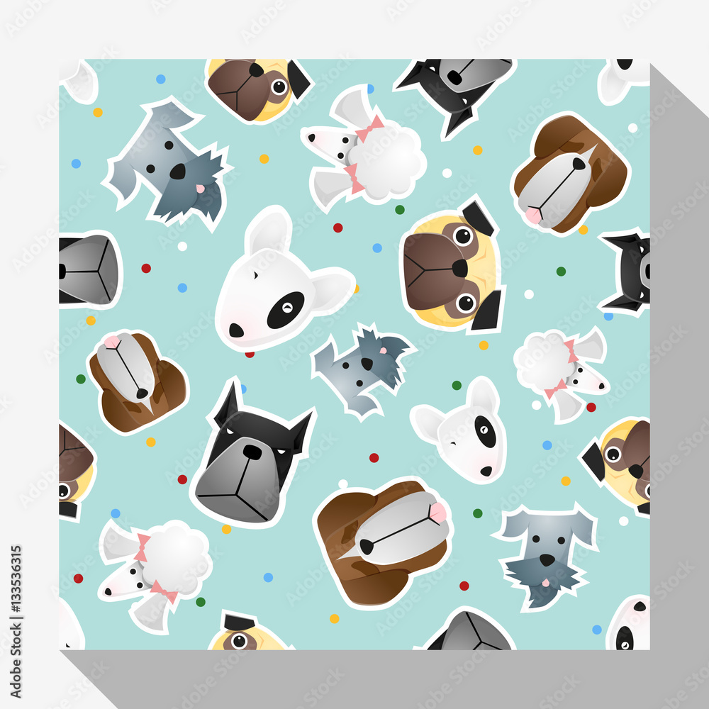 Animal seamless pattern collection with dog , vector , illustration Animal seamless pattern collection with dog , vector , illustration