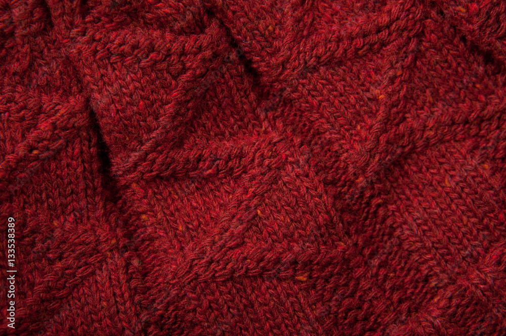 texture of red wool sweater