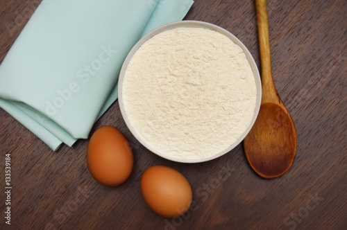 eggs and flour for the dough