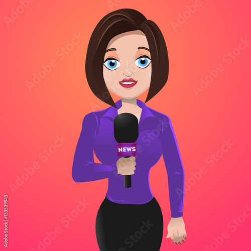 Female journalist with microphone