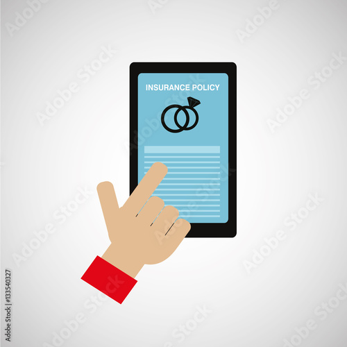 Online marriage security policies, rings icon in cell phone scre