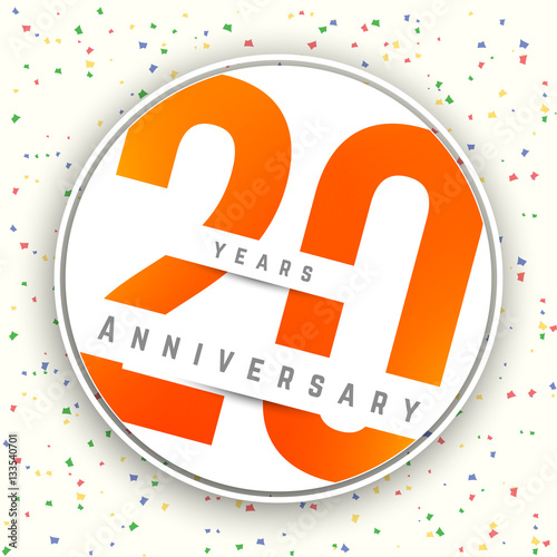 Twenty years anniversary banner. 20th anniversary logo.