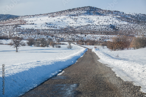 Images from snowy roads in winter