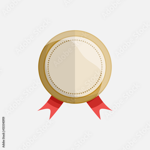 simple flat badge with red ribbon. vector illustration
