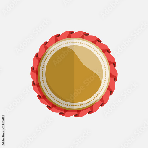 simple flat badge with red ribbon. vector illustration