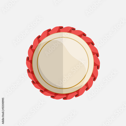 simple flat badge with red ribbon. vector illustration