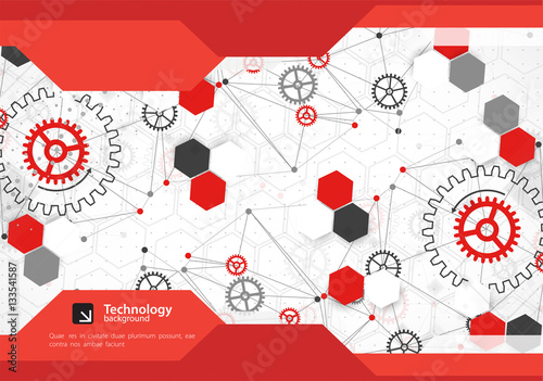 Brochure design template. Gear technology background.