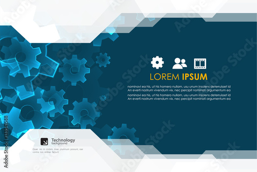 Brochure design template. Gear technology background.