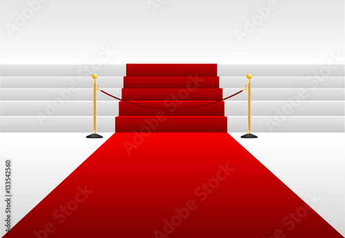 Stairs covered with red carpet