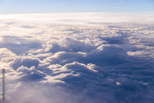 clouds sky skyscape. view from the window of an airplane flying