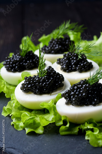 eggs with black caviar